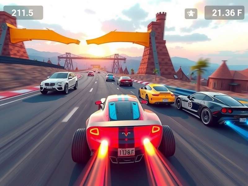 Racer Royal gameplay screenshot showing intense racing action